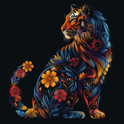 Colorful Floral Tiger