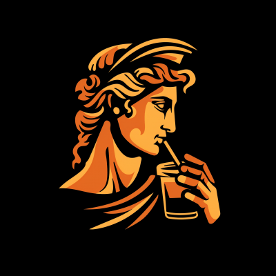 Greek Statue Head Drinking Ice Tea