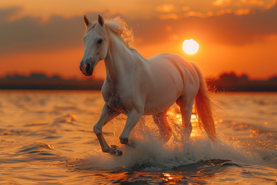 White Horse Reflection at Sunset