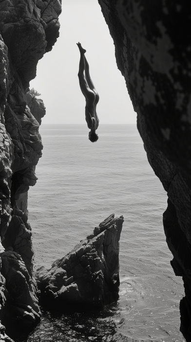 Action Freeze Photography of a Cliff Diver