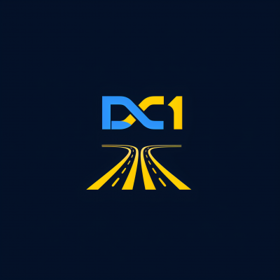 Simple Logo Design with Text DC1 and Road Element