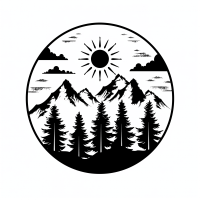 Minimalist Mountain and Sun Logo