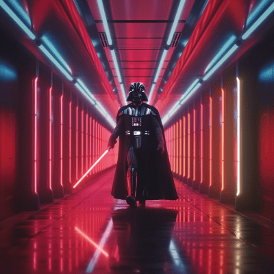 Dark corridor with Darth Vader