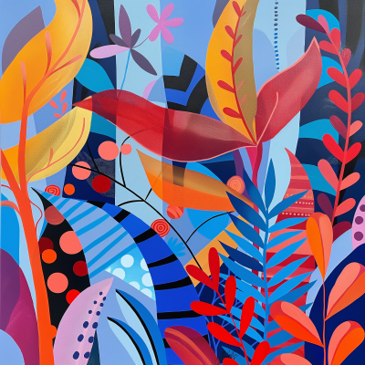 Vibrant Abstract Plant Painting