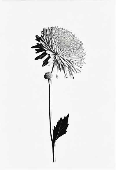 Minimalist Chrysanthemum One Line Art