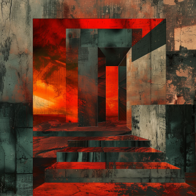 Volcanic Ember Abstract Collage