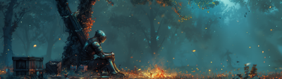 Tired Knight by the Bonfire