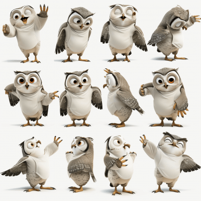 Happy Owl in 3D Disney Style