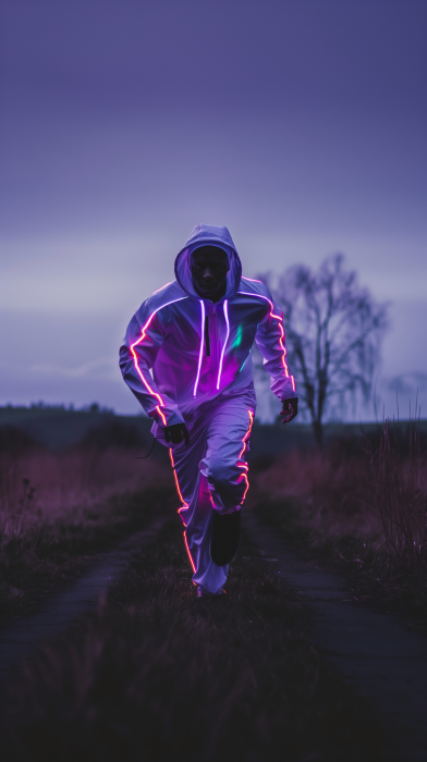 Neon Glowing Hoodie Futuristic African Man