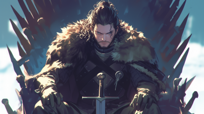 Anime Jon Snow on Iron Throne