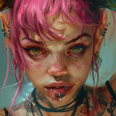 Crazy Punk Pixie Close Up Portrait