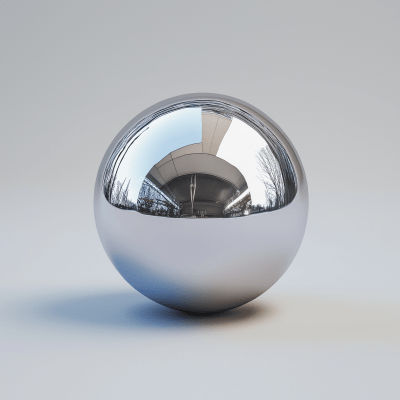 Chrome Sphere on Light Grey Background