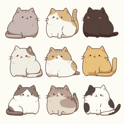 Cats Squattered Illustration