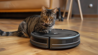 Cat on Robot Vacuum