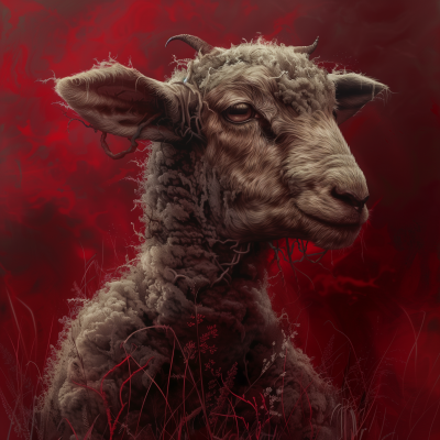 Detailed Lamb Portrait in Scary Style