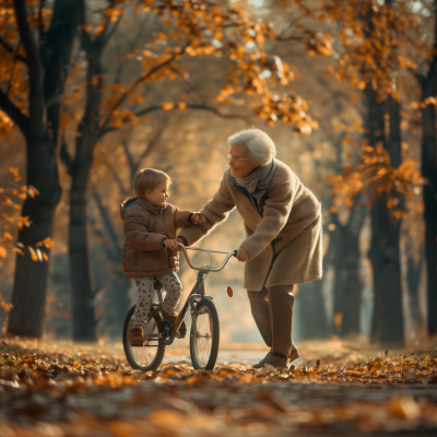 Grandmother and Granddaughter in the Park