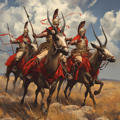 Roman Soldiers Riding Roan Antelopes