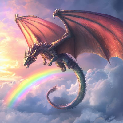 Flying Dragon Making a Rainbow