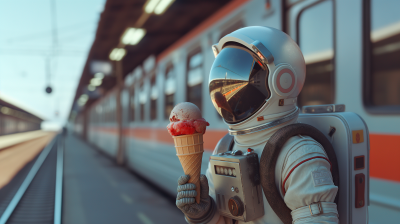 Spaceman at Train Station