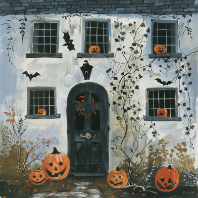 Halloween House Front Illustration