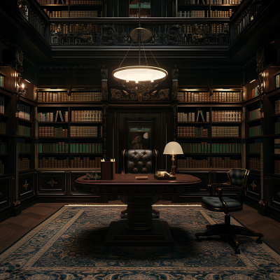 Luxury Library with Oval Table