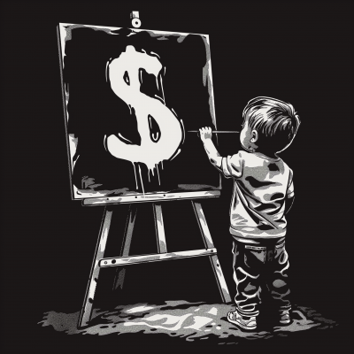 Dollar Sign Painting on Easel