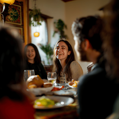 Friends gathering in a cozy home