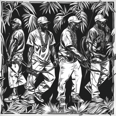 American Rappers in African Jungle Tattoo Design