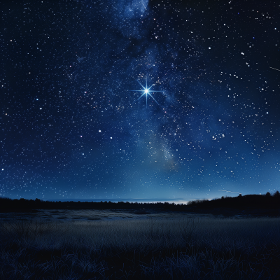 Tranquil Night Sky with Bright Star