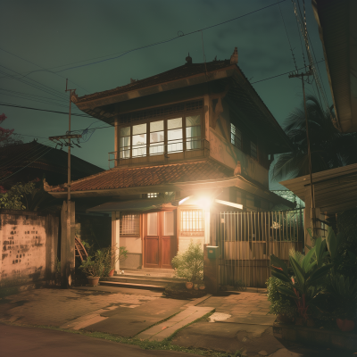 Traditional Small House in Semarang at Night