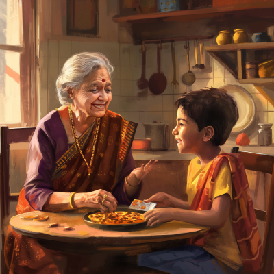 Traditional Indian Kitchen Scene