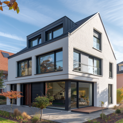 German Modern Single-Family House with Window Shutters