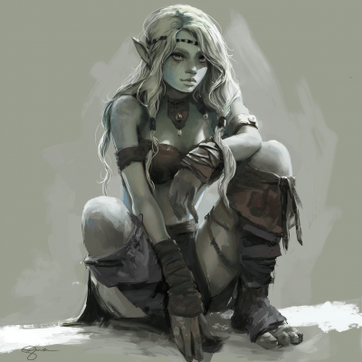 Anime Style Female Orc Illustration