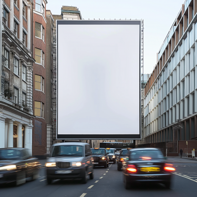 Blank Vertical Billboard in London Street