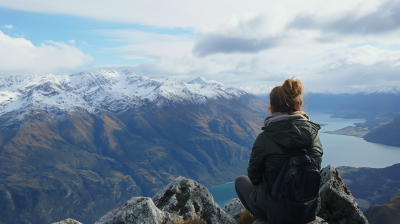 Woman at the Mountain Summit