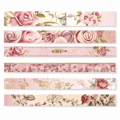 Vintage Feminine Washi Tape Strips Clip Art Set