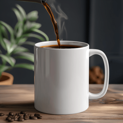 Coffee Pouring into White Mug