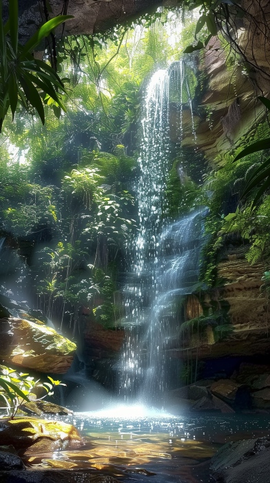 Waterfall in the Jungle Cave