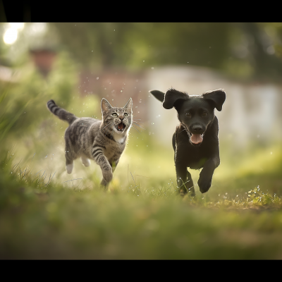 Ultra Realistic Dog Chasing Cat