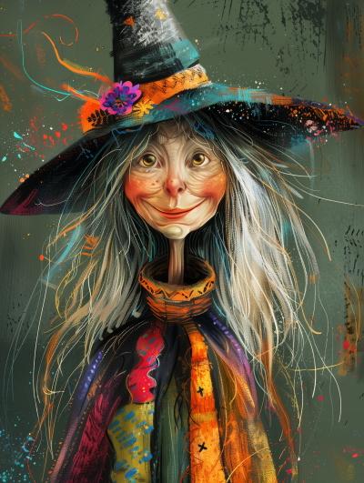 Colorful Funny Witch