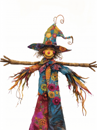 Colorful Scarecrow Folk Art