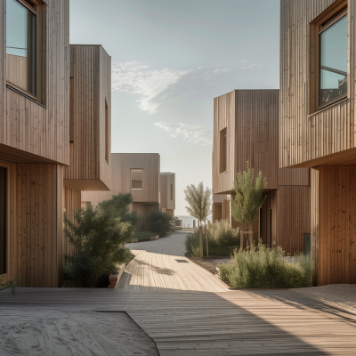 Minimalistic Wooden Timber Village Architecture in Copenhagen