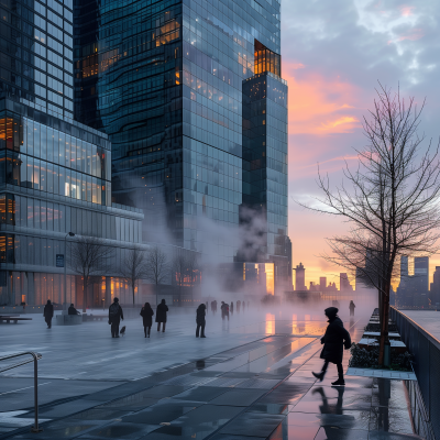 Urban Architecture in New York at Sunset