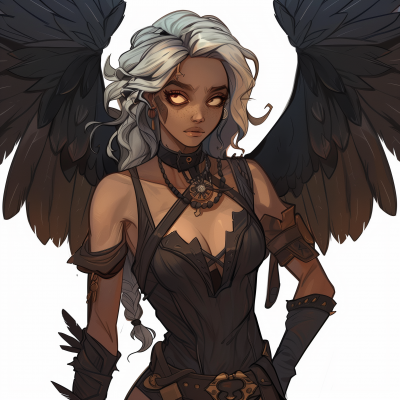 Teenage Harpy in a Dungeons and Dragons themed illustration