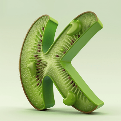 Kiwi Fruit and Letter K 3D Fantasy Logo