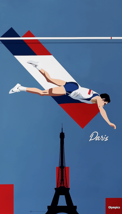 French High Jumper Poster at Paris Olympics