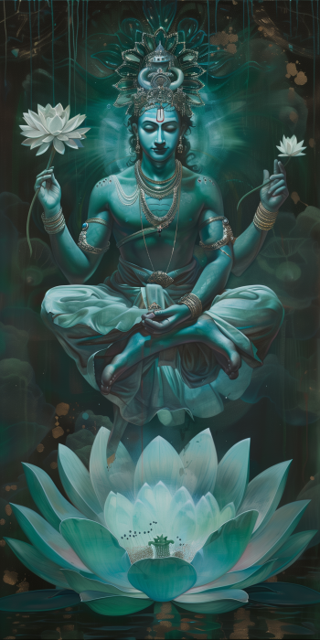 Lord Krishna on Lotus Flower