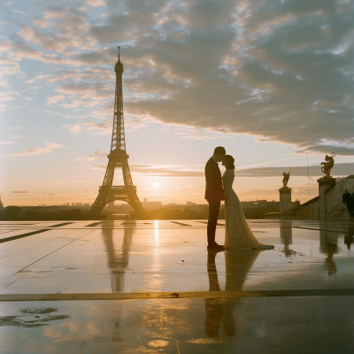 Eloping Couple at Trocadero Paris