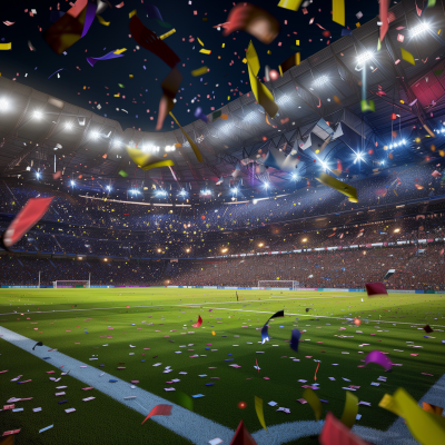 Nighttime Soccer Stadium with Fans