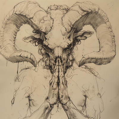 Praying Ram Skull Design Sheet